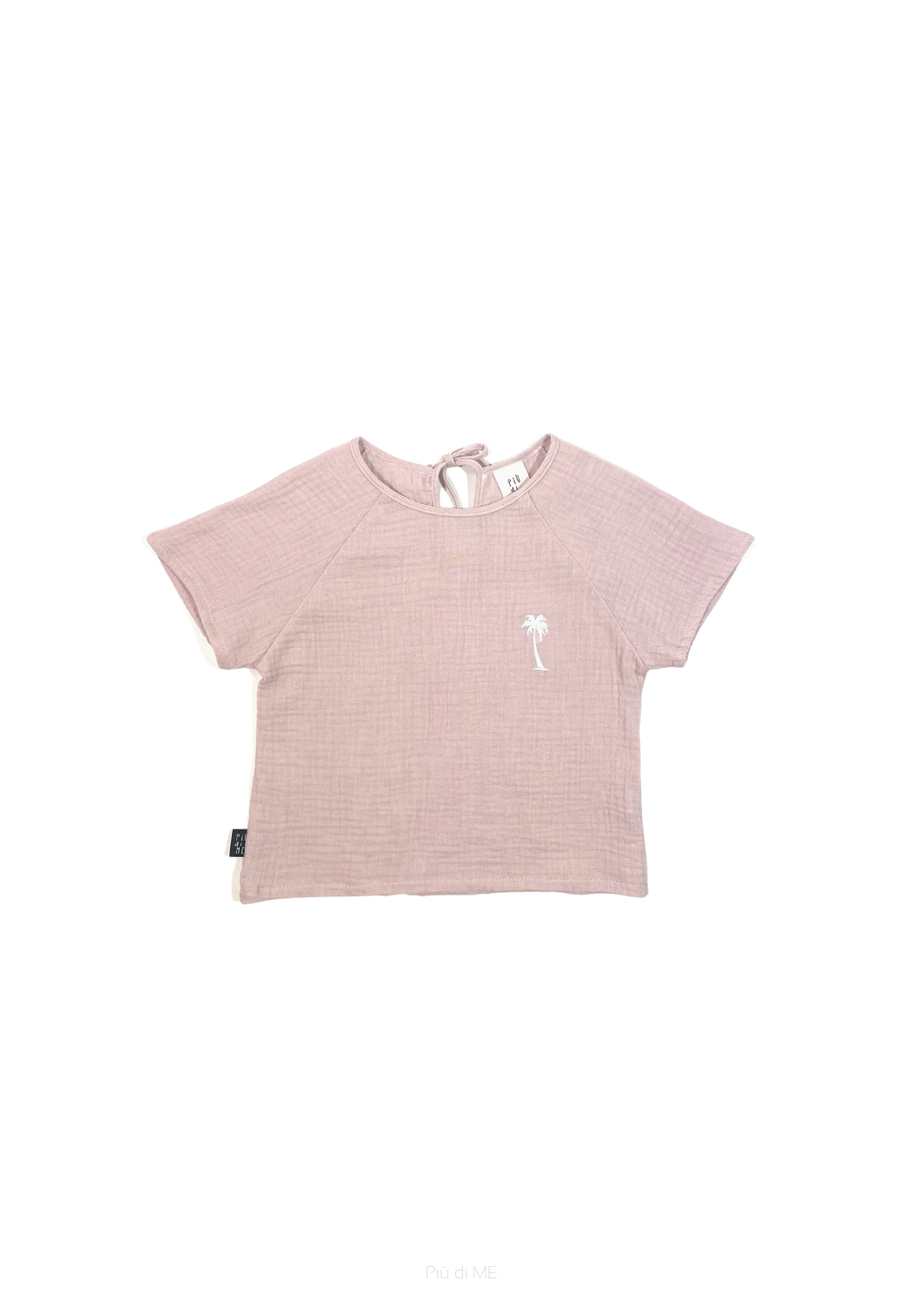 010-23  T-SHIRT MUSLIN - LIGHT PINK / PALM - GOTS