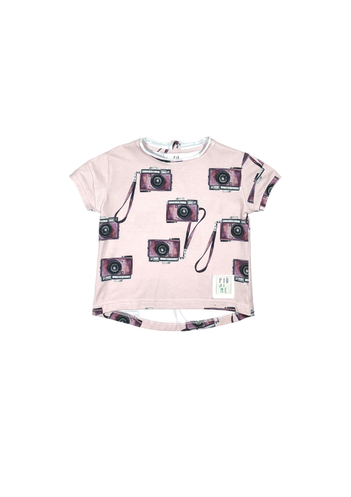 066-22 T-SHIRT / PINK CAMERA