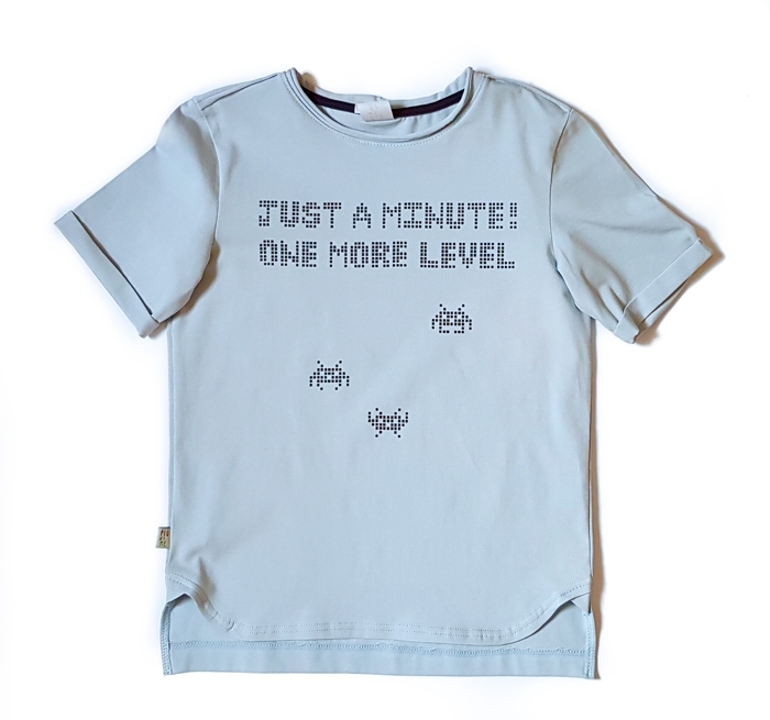  19-058 T-SHIRT JUST A MOMENT / SOFT BLUE