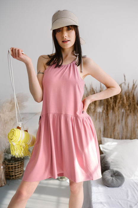 0130-22 SUMMER DRESS WOMAN / PINK POWDER