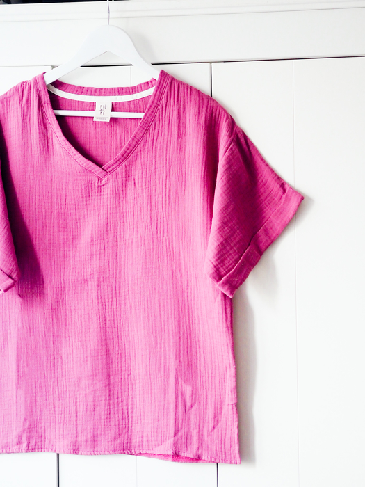 083-23 T-SHIRT MUSLIN -STRAWBERRY COLOR - GOTS