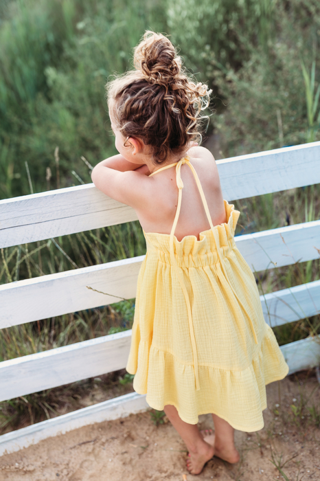 008-23 WINDY MUSLIN DRESS /YELLOW - GOTS