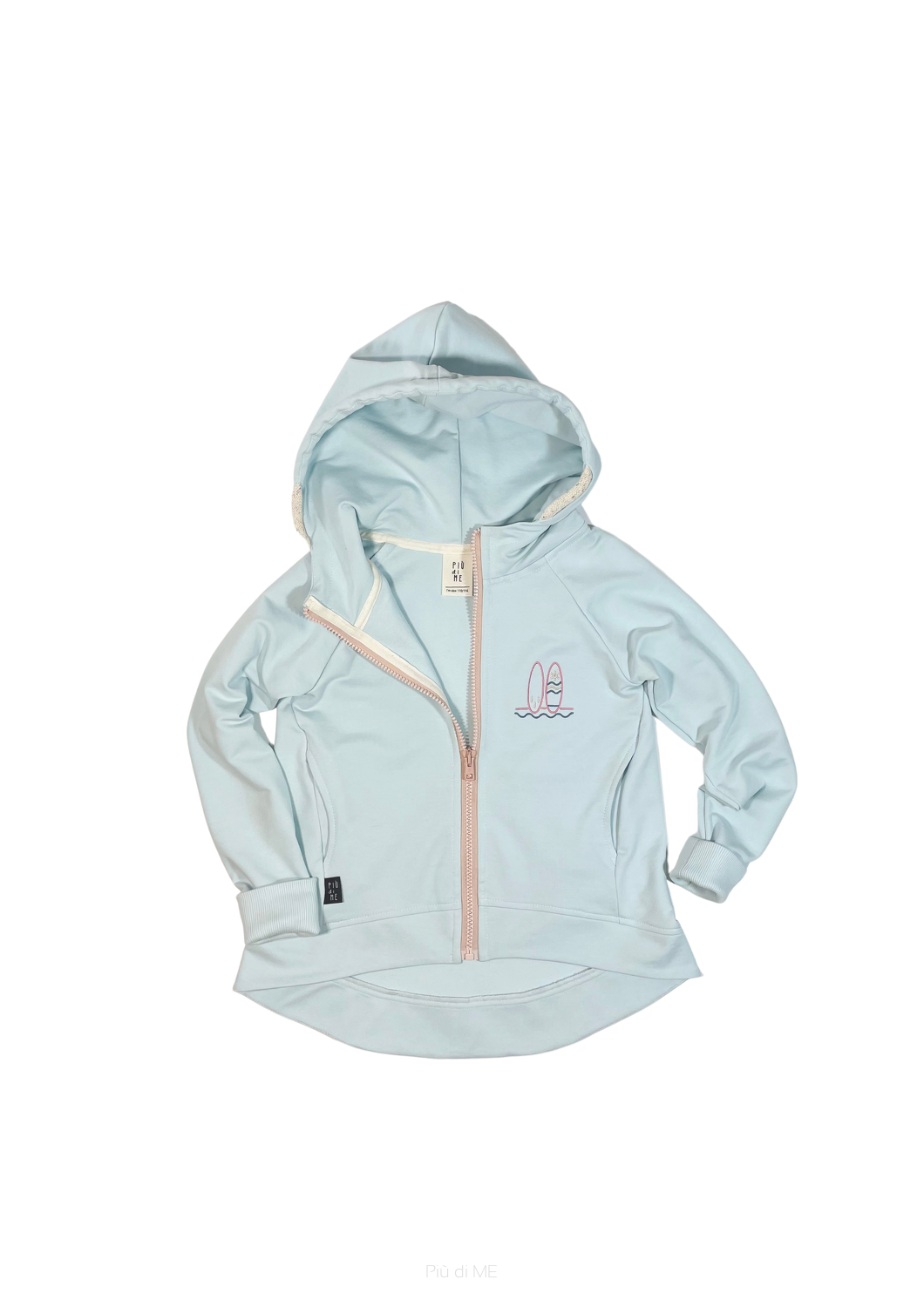 034-23 HOODIE ZIP / CRYSTAL BLUE & SURFBOARD