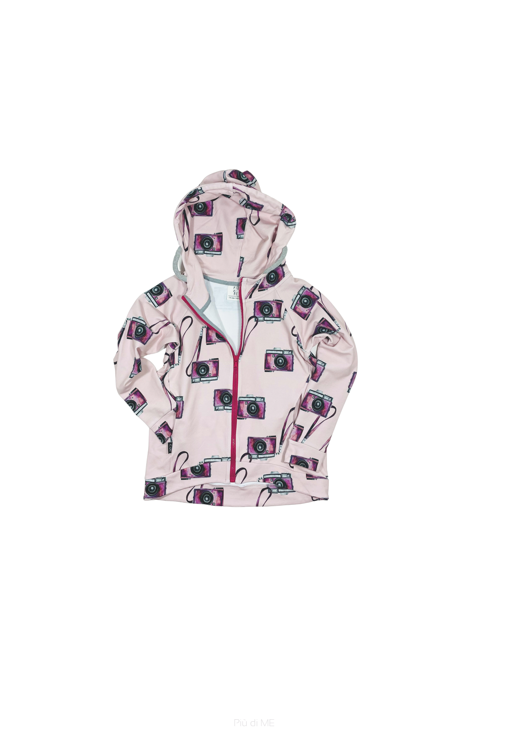 084-22 HOODIE ZIP / PINK  CAMERA PRINT