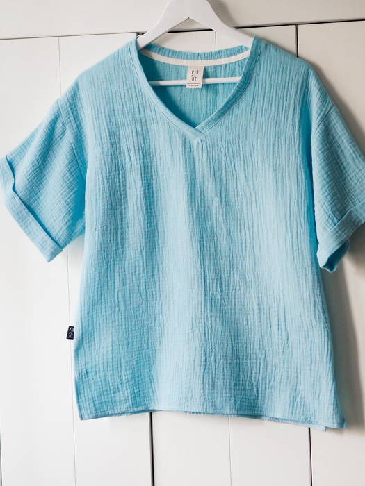 084-23 T-SHIRT MUSLIN - BLUE / GOTS