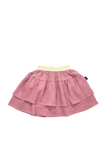 109-23 MUSLIN SKIRT - POWDER PINK & GOLD / GOTS