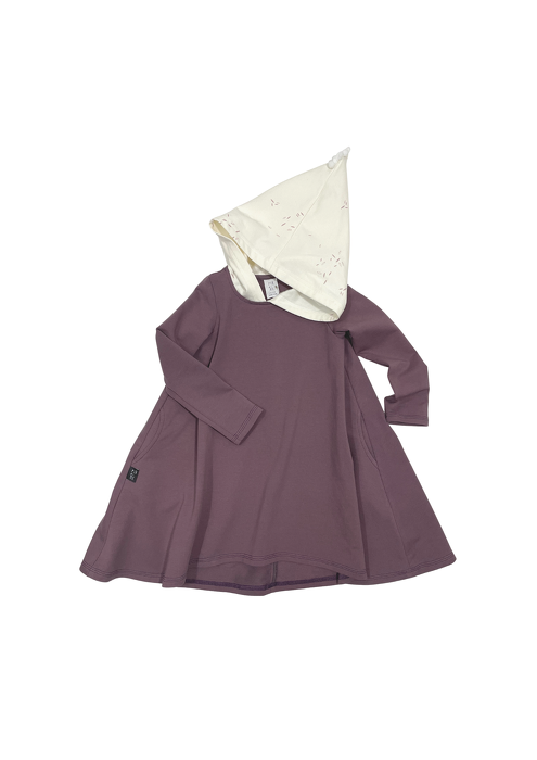 068-21 FREEDOM DRESS with a hood /eggplant color 