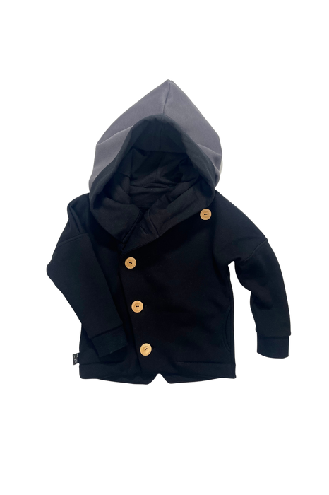 151-23 HOODIE SECRET MONK / BLACK & GRAPHITE