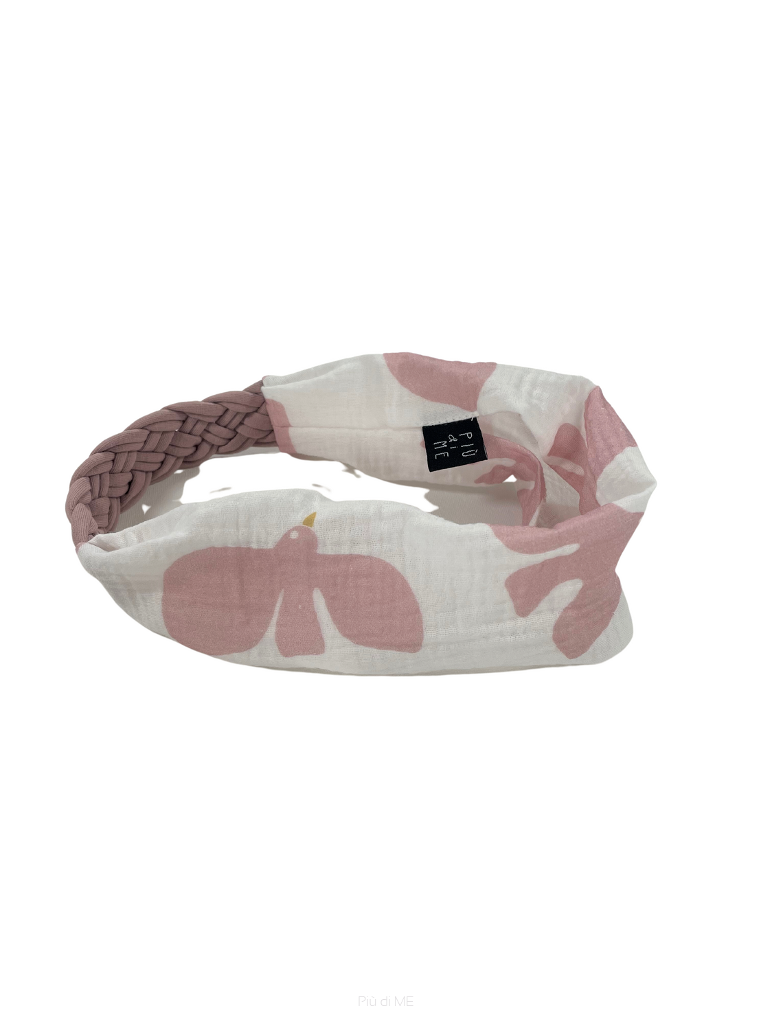 0110-24	HEADBAND MUSLIN / BIRDS PRINT / WHITE - GOTS