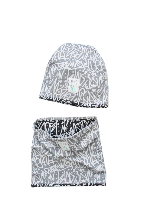 1975 / CZAPKA / BEANIE / GRAY & BLACK GRAFFITI