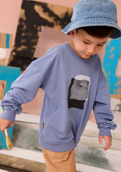 062-25 SWEATSHIRT "PAINT"- TONED BLUE