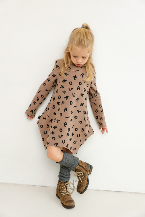 205-25 EMILY DRESS / BEIGE LETTERS  