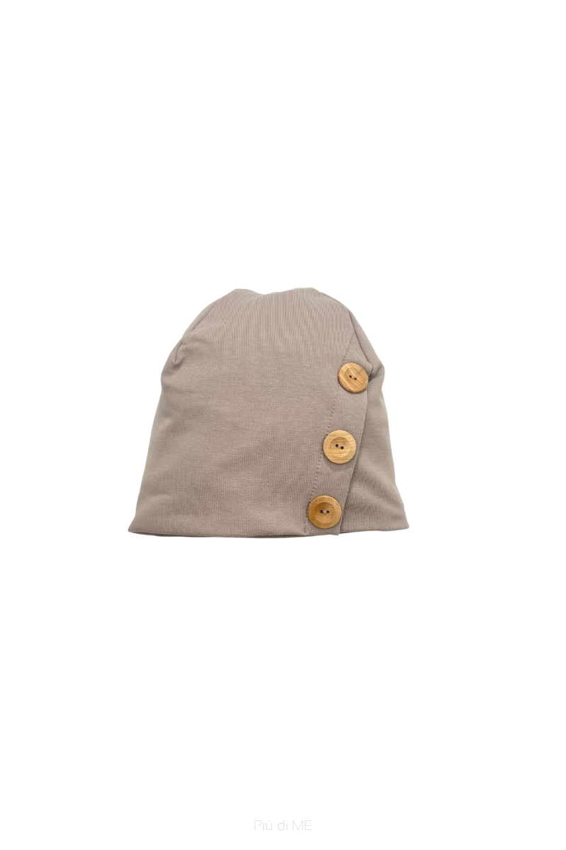 201-23 CZAPKA / BEANIE WH BUTTON / CAPPUCCINO