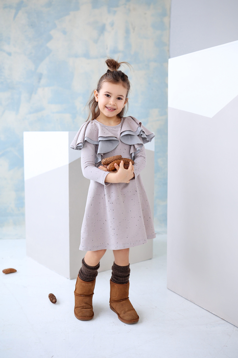 205-22 DRAGONFLY DRESS / AURORA BOREALIS - LIGHT  CAPPUCCINO
